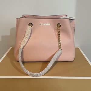 Michael Kors LG long drop pebbled leather satchel